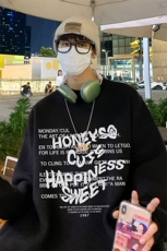 港风夜景时尚字母印花宽松休闲圆领毛衣A247-M8899特批45控78，男装针织衫/毛衣，电商A247