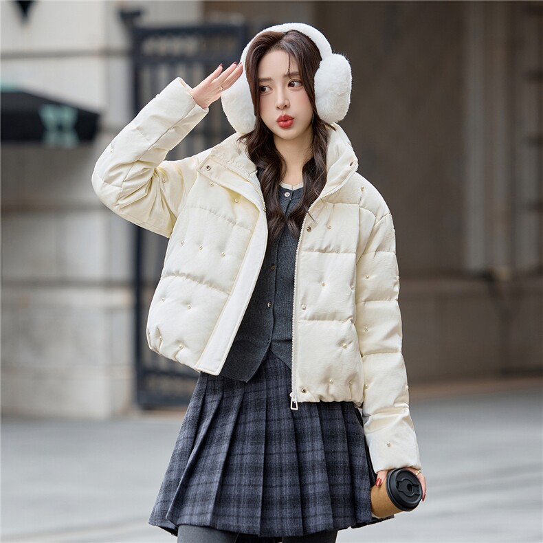 bao款现货重工钉珠立领短款羽绒服女2026冬季新款韩版小个子外套,女装羽绒服,难舍钰依