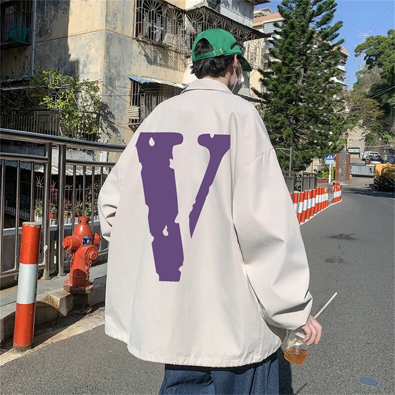 ！22秋季新款宽松大码港风紫色大V夹克外套JK1611-P50控68图片