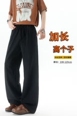 休闲裤女肌理长裤慵懒松弛感2025新款夏季松紧腰阔腿裤简约风，男装休闲裤，电商B312