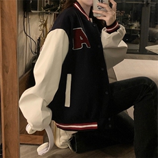 卡通美式拼接撞色棒球服女春秋字母刺绣情侣夹克外套潮C706-100，男装夹克，星座911-2(原星座613-2）