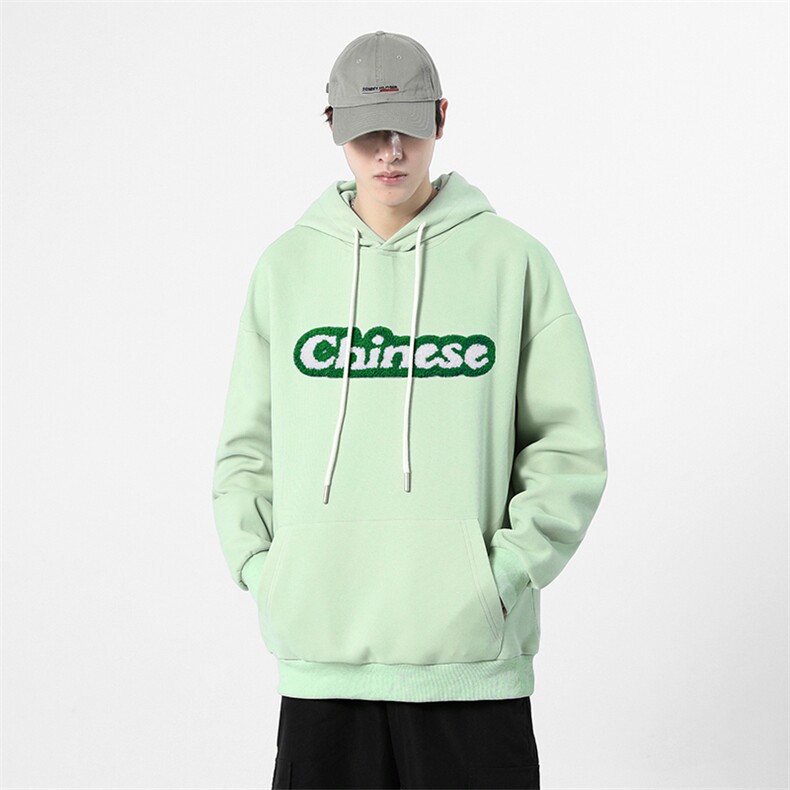 新款滑棉毛巾绣连帽卫衣潮牌无影墙宽松落肩VE200B01-P70,男装卫衣,星座717