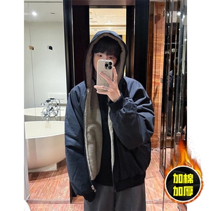 两面穿现货重磅短款座山雕棉衣男女双面穿毛毛绒棉服加厚外套图片