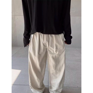 现货亚麻直筒休闲裤男士阔腿裤韩系通勤cleanfit穿搭K06030特P45图片