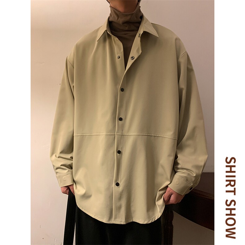 主推款~2023春季拼接长袖衬衫潮牌宽松白色衬衣C03P45，男装衬衫，电商A309