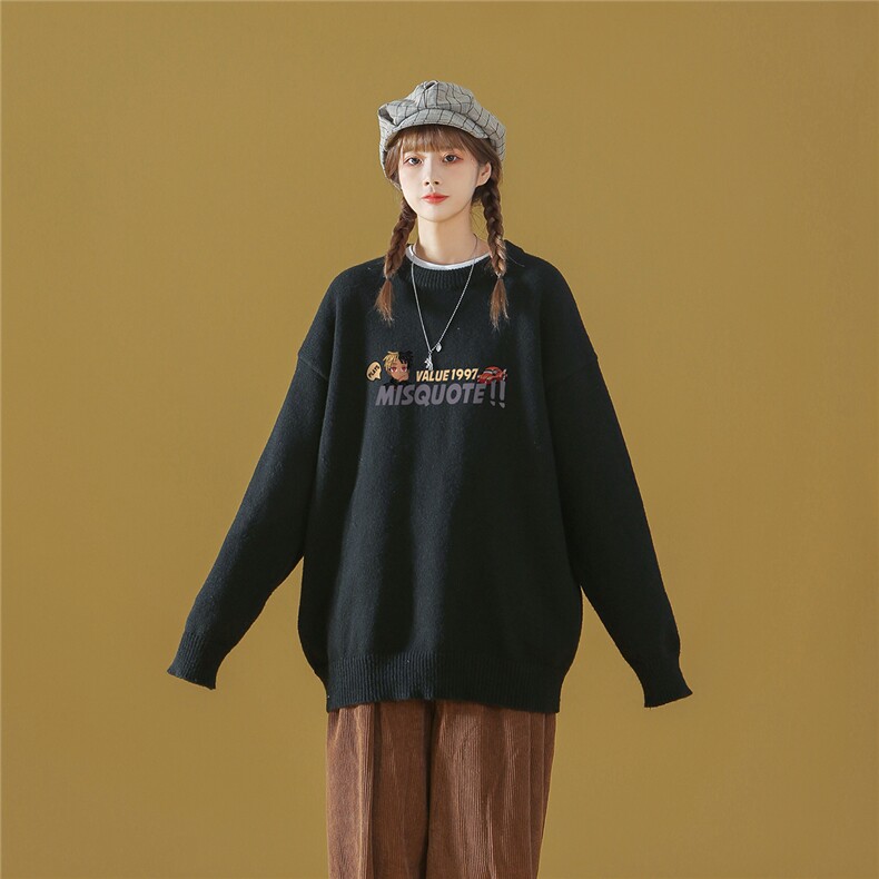 中性22秋/冬新款动漫印花休闲百搭圆领套头毛衣M1040P50控68,男装针织衫/毛衣,A247A