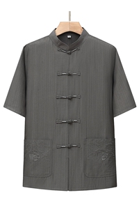 风唐装棉麻短袖衬衫套装男士夏装太极服宽松套装TRA301-P105图片