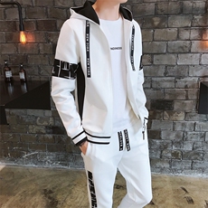 2024秋季男士长袖连帽两件套青少年运动休闲卫衣开衫套装J02P60，男装休闲套装，电商A086