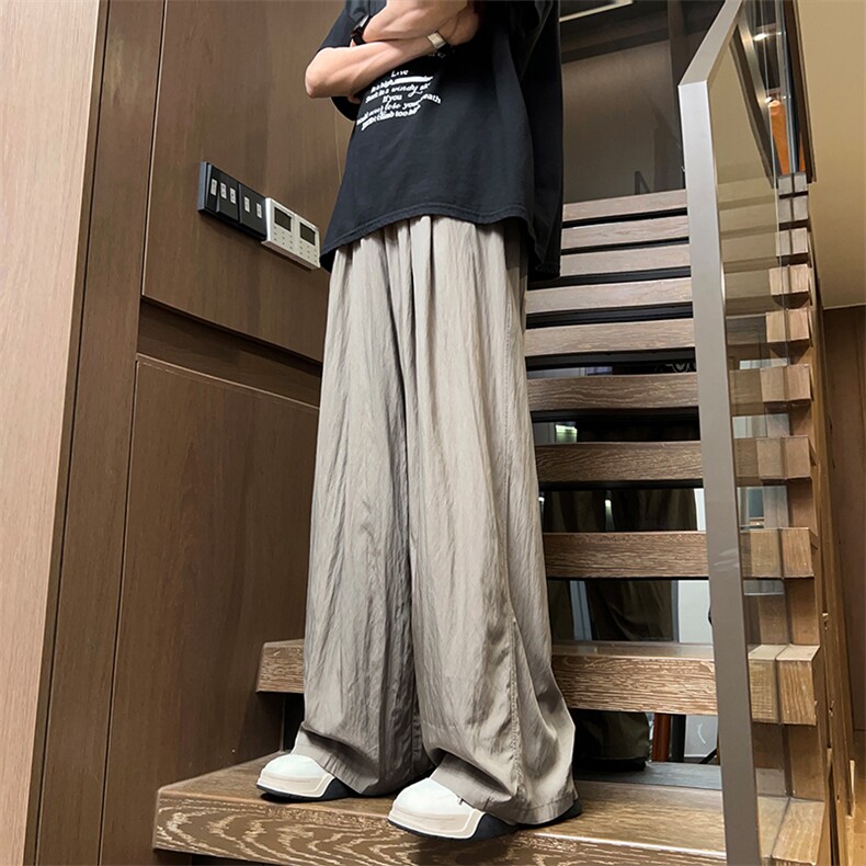 15山本裤男潮薄款冰丝阔腿裤垂感宽松拖地裤XZ211-1-K2419-P40,男装休闲裤,星座211-1