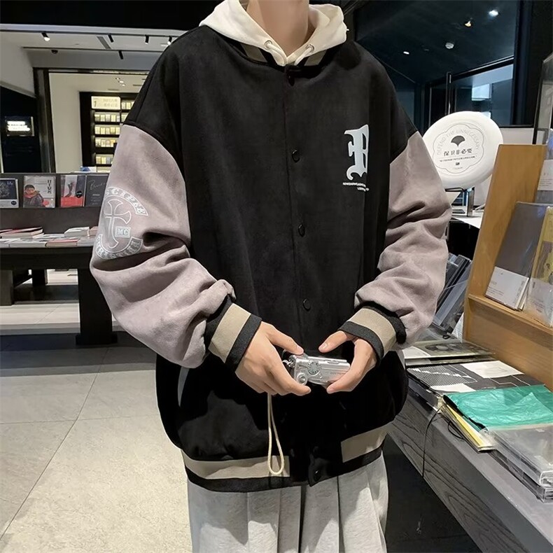 2023春季新款鹿皮绒棒球服外套男上衣服JK07503-P63,男装夹克,星座308B-1