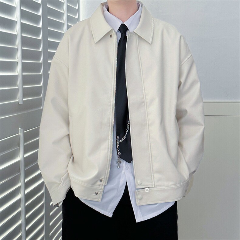 现货主推高质量皮衣外套男宽松皮夹克机车服A027-P95加绒P105,男装夹克,电商A351