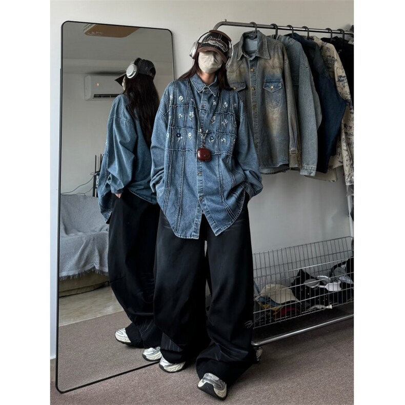 高质量牛仔外套男女韩版潮流宽松帅2024秋冬ins夹克上衣W5956-P75,男装夹克,星座412-2