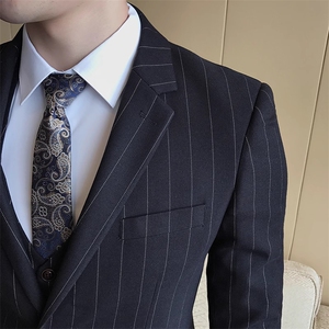条纹男装西服套装三件套礼服西装 W6388-P285图片