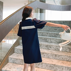 朗W专柜正品2024夏装新款polo领连衣裙设计感小众休闲T恤裙2569，女装连衣裙，帛香坊