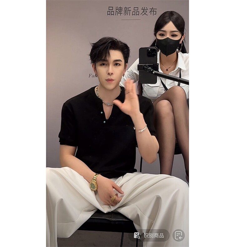绿松石V领健身收袖口短袖男款显壮显肩宽亨利衫美式运动弹力半袖,男装T恤,电商B267