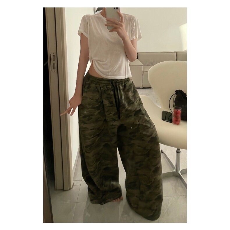 【现货】D5313-特批42美式复古抽绳阔腿迷彩裤男女宽松百搭长裤，男装休闲裤，星座603-2