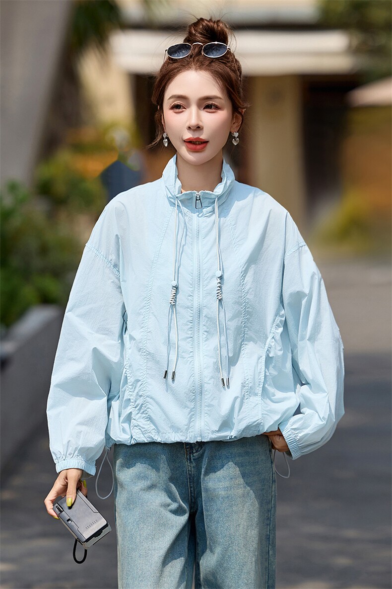 时尚休闲短款防晒衣女2025夏季新款宽松舒适户外防晒服透气薄外套,女装短外套,盈茜