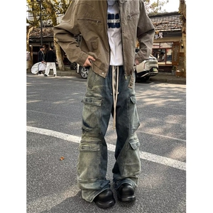 高街牛仔裤男士韩版潮流多口袋帅百搭2024冬季ins长裤RK2353-P55图片