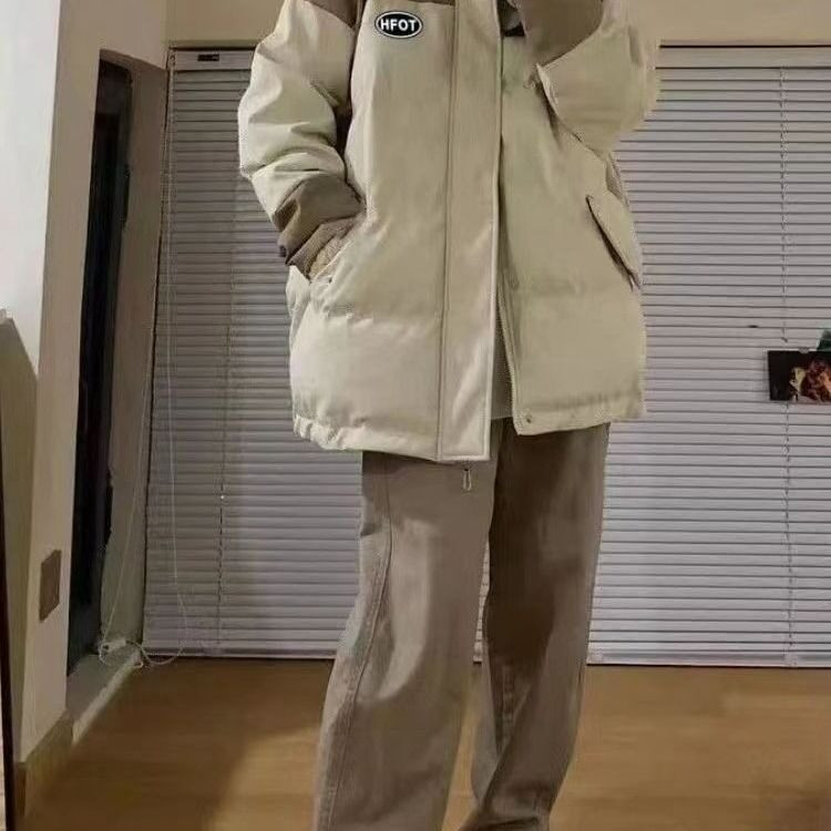 美式复古撞色2025冬季新款宽松学生小个子面包服棉袄外套潮,女装短外套,星座516A