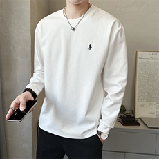 春秋新款纯色刺绣时尚圆领卫T潮流韩版休闲打底T恤T801-P58，男装T恤，电商A237