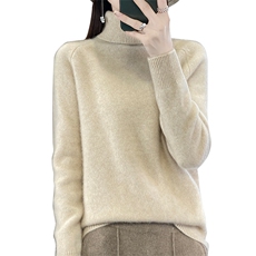 高领针织女加厚2024秋冬内搭紧身上短款长袖堆堆领，女装针织衫/毛衣，皓宇羊绒