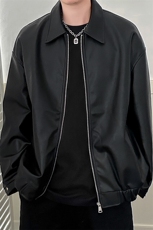 现货主推高质量皮衣外套男宽松皮夹克机车服A027-P95加绒P105，男装夹克，电商A351