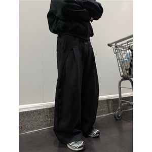 重磅解构设计感阔腿弯刀卫裤男女潮牌宽松休闲运动长裤子CA775图片