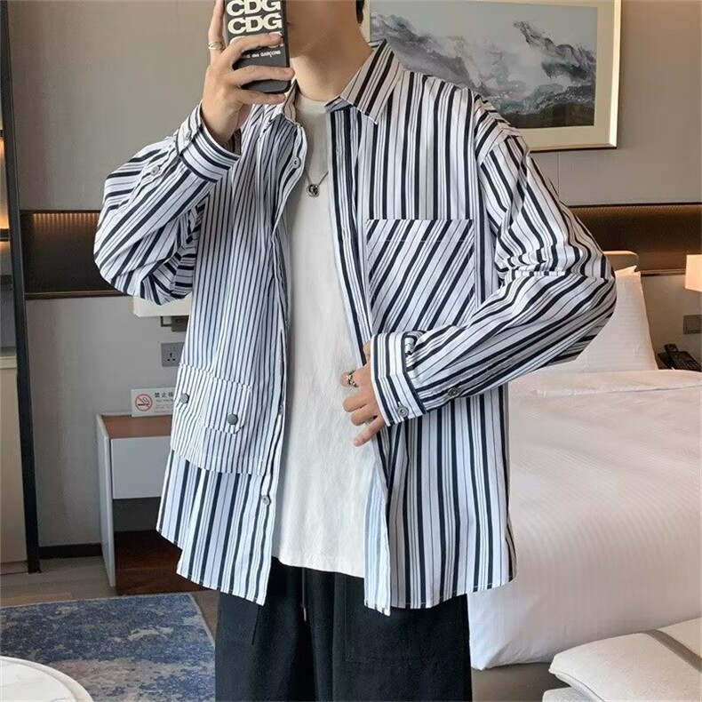 长袖衬衫男港风日系韩版潮流帅气衬衣GC24P38图片