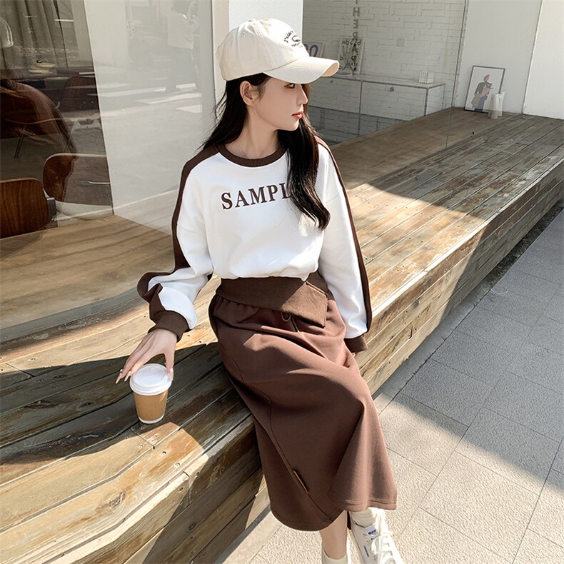 2024春季新款盐系穿搭御姐卫衣套装女轻熟风高级半身裙两件套，女装套装/套裙，浙宝042