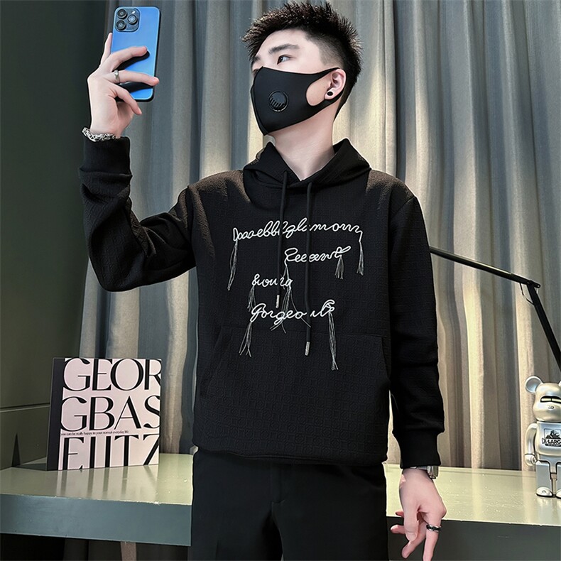 痞帅高级感刺绣男士连帽卫衣外套社会小伙店主风301C-WY51P68控98,女装短外套,星座301C（原B323）