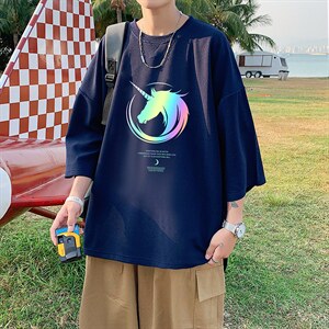 Q11138-P30 春夏季七分袖t恤男大码五分袖男短袖中袖图片