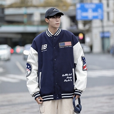 潮美式棒球服外套男款秋冬季高街情侣装宽松夹克上衣W7978-P82，男装夹克，星座512-4