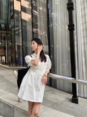 欧洲站气质腰抽绳设计收腰显瘦连衣裙，女装连衣裙，L·H·X