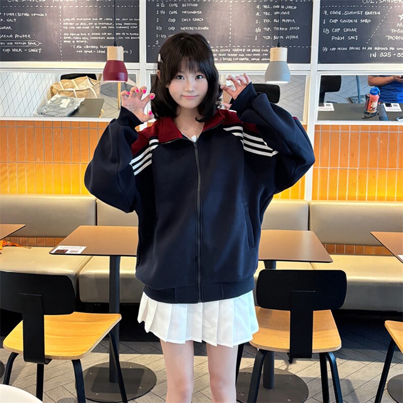 抖音得物高品质美式高街重磅结构织带拼接撞色立领卫衣外套CM41,男装卫衣,电商A486