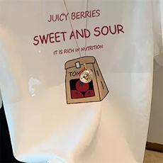 2024新款夏季宽松打底衫纯棉卡通印花t恤女上衣夏天白色短袖，女装T恤，初闻兮