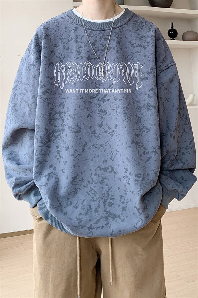 已注册/华棉内景秋冬字母印花宽松圆领卫衣男WY00730/P35加绒P45,男装卫衣,电商B316