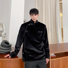 早春新款金丝绒外套新藏式反文化中山装西服男女A345-230-P120，男装西服，电商A345