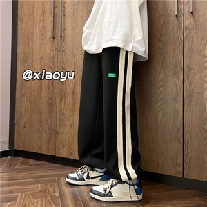 XZ616 秋季新款华夫格拼接编织带贴标抽绳休闲裤 TY377 P55控68图片