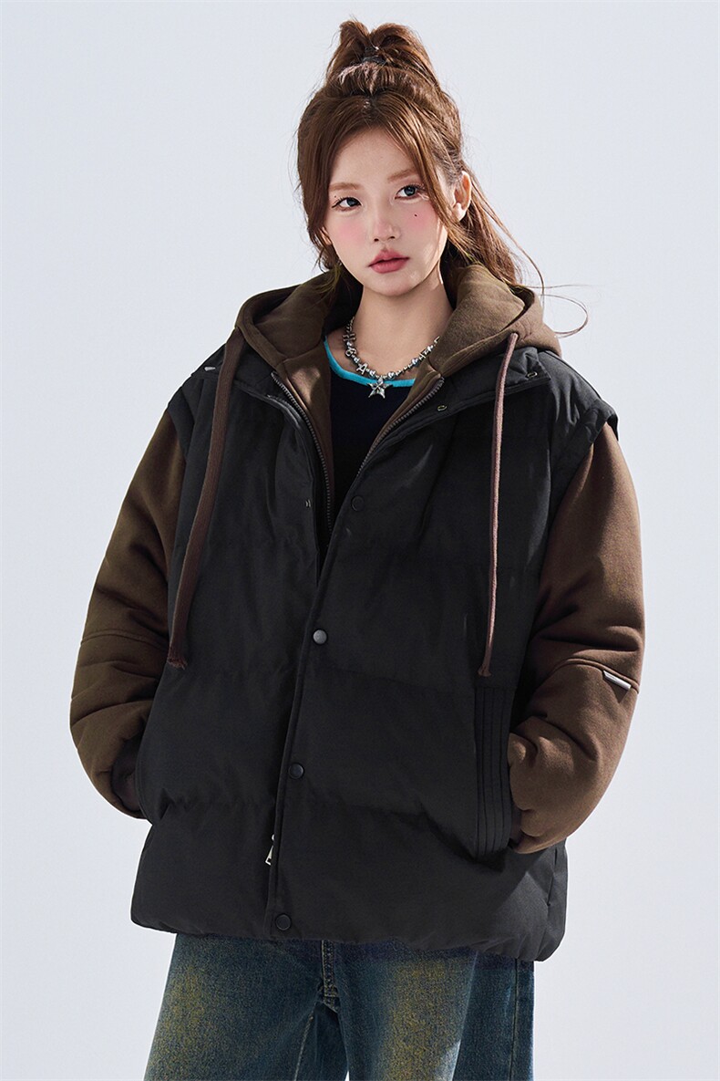 新款冬季羽绒棉服棉袄连帽假两件韩版宽松外套A436-2511-P85,男装棉衣,电商A436