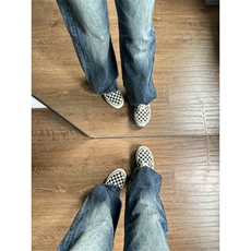【有货】水洗深蓝色微喇闪电纹牛仔裤直筒vibe裤子男N62LL-P48，男装牛仔裤，星座1007（原301D）