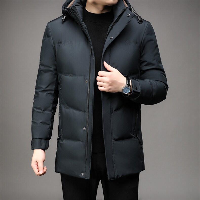 连帽羽绒服男士冬季商务保暖加厚白鸭绒防寒工装服休闲上衣外套男,男装羽绒服,钱塘6003（原4033）