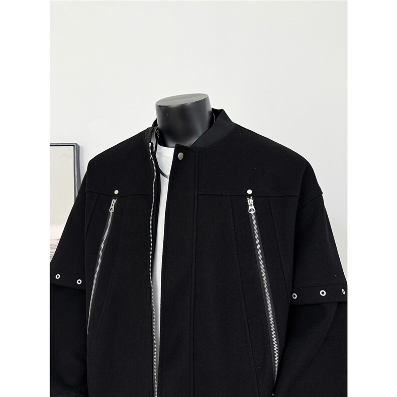 【现货】25秋美式复古拼接棒球服拉链夹克呢外套 705-1-W8867-P95图片