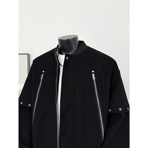 【现货】25秋美式复古拼接棒球服拉链夹克呢外套 705-1-W8867-P95图片