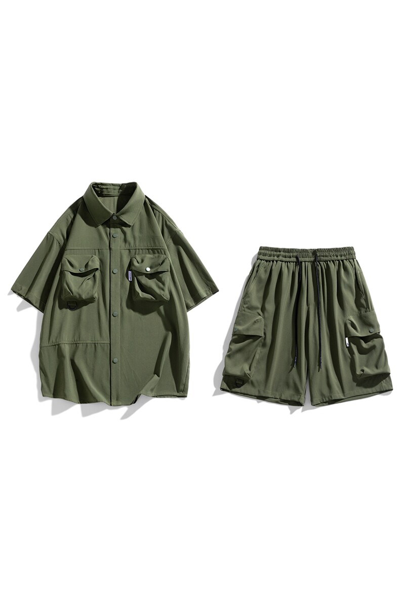 夏季套装男高品潮牌五分袖衬衫大码短裤两件套DSA157-1-C76-P85,男装衬衫,电商A157-1