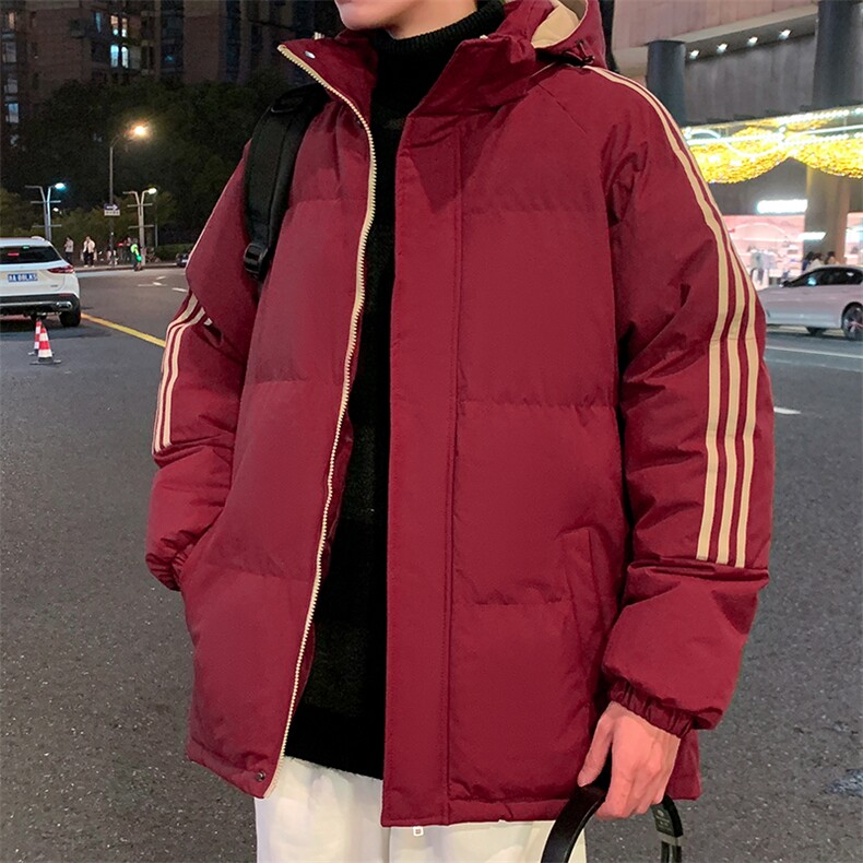 特批P75无差价冬季深度库存10W件防泼水三条杠连帽棉服男士M2910图片