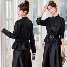 大量现货新款2026年春季时尚收腰显瘦高级感皮衣外套=+，女装皮衣，蓝诺裳