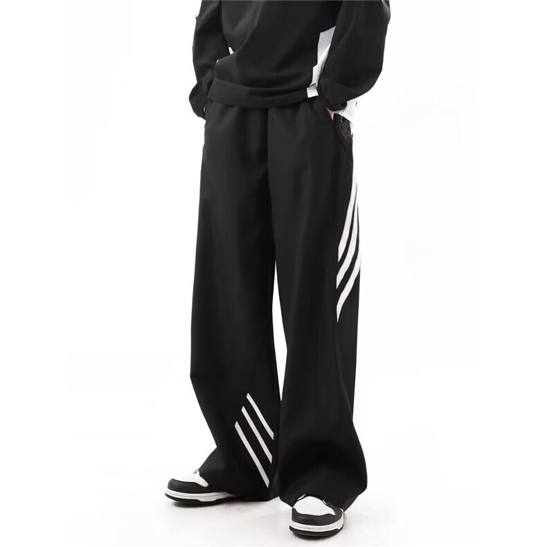 2025夏季薄款三道杠条纹冲锋裤男直筒裤冰丝速干伞兵裤K10185，男装休闲裤，星座1108-1