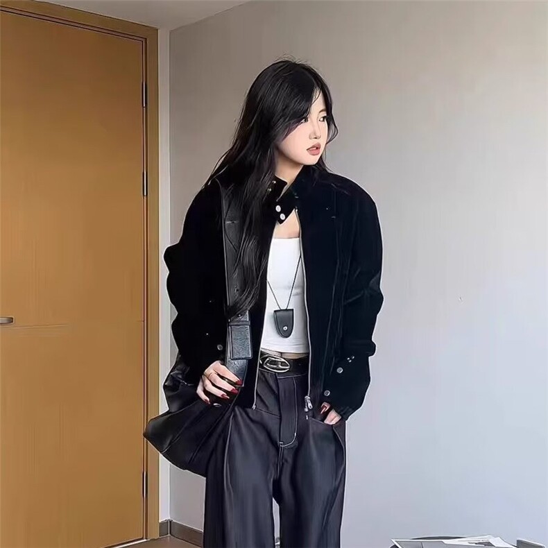 外套女2025年新款春秋新款高级感炸街小个子机车服夹克,女装马甲,星座218-8