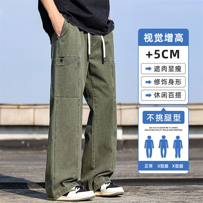 美式潮牌纯棉工装裤男春夏新款宽松直筒百搭垂感休闲裤Z2345-P50,男装休闲裤,星座509