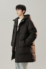 白鸭绒潮流光板连帽长款羽绒服保暖外套Y5850-P205【特价】，男装羽绒服，电商A007